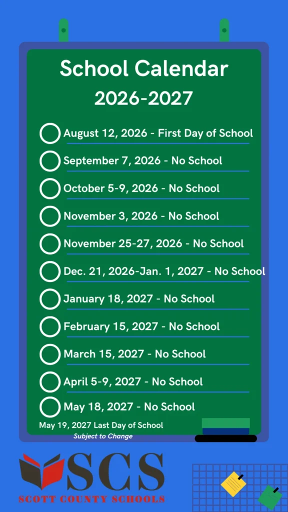 Scott County Schools Calendar 2026-2027